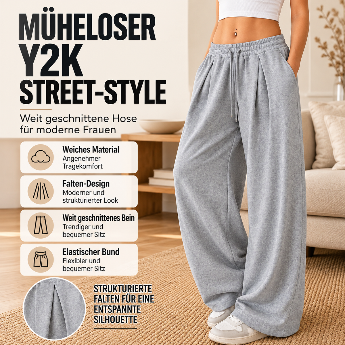 Drapelle Women's Wide-Leg Pleated Sweatpants