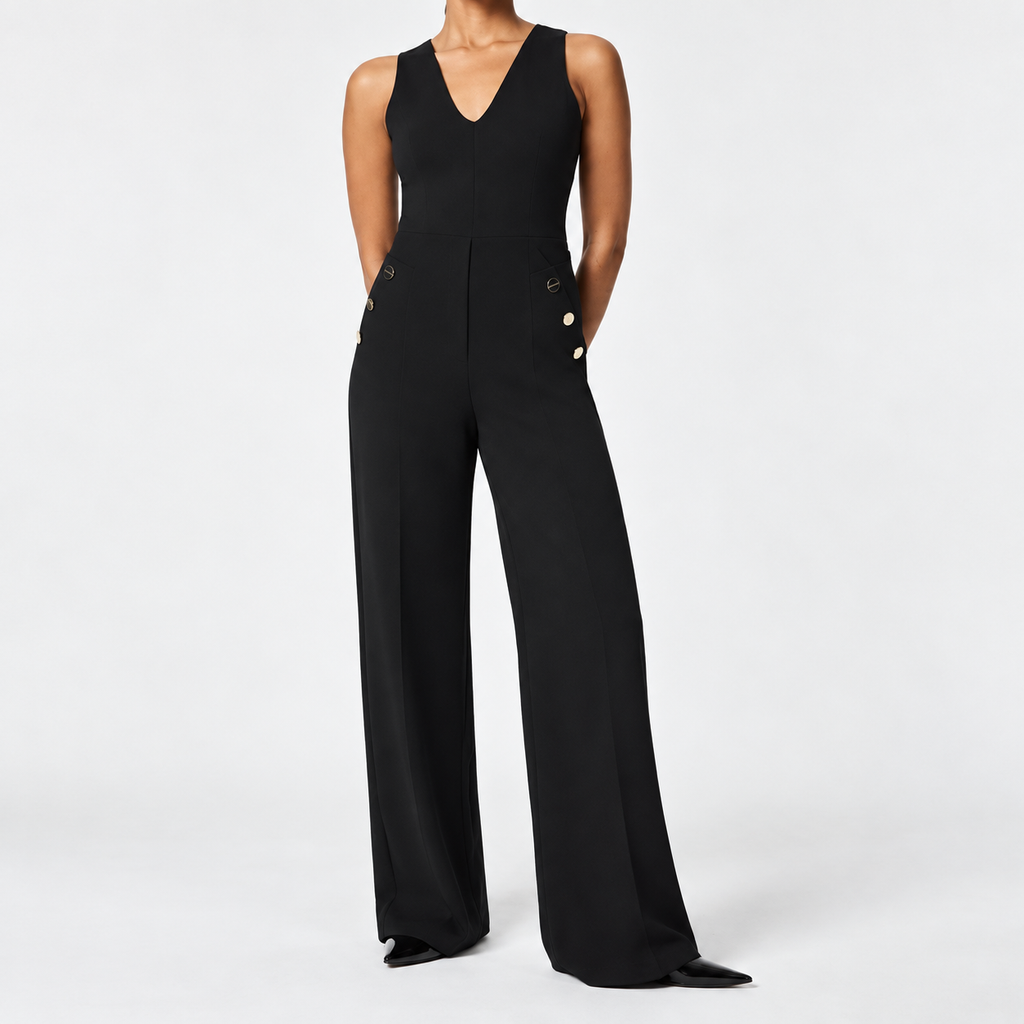 Alvessa™ Women's Wide-Leg Pants — Soft Stretch, Button Details