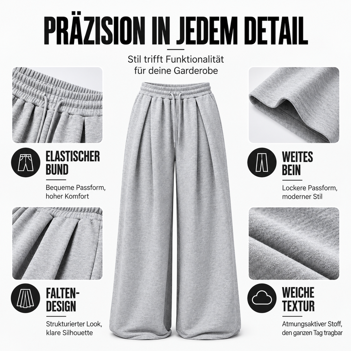Drapelle Women's Wide-Leg Pleated Sweatpants