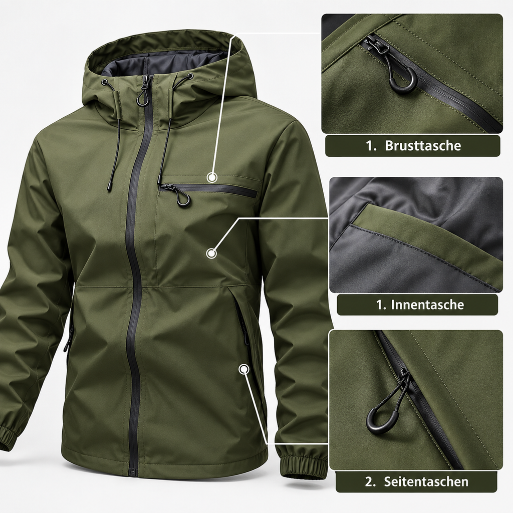 Trailmere™ Men's Hooded Jacket — Water-Resistant, Weather-Ready