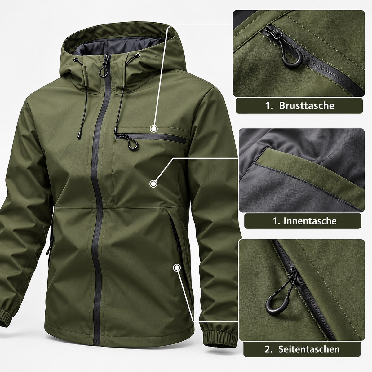 Trailmere™ Men's Hooded Jacket — Water-Resistant, Weather-Ready