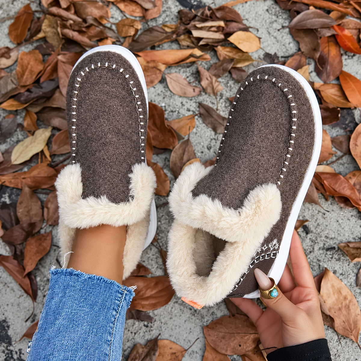Plushwalk Women's Plush-Lined Slip-On Sneakers