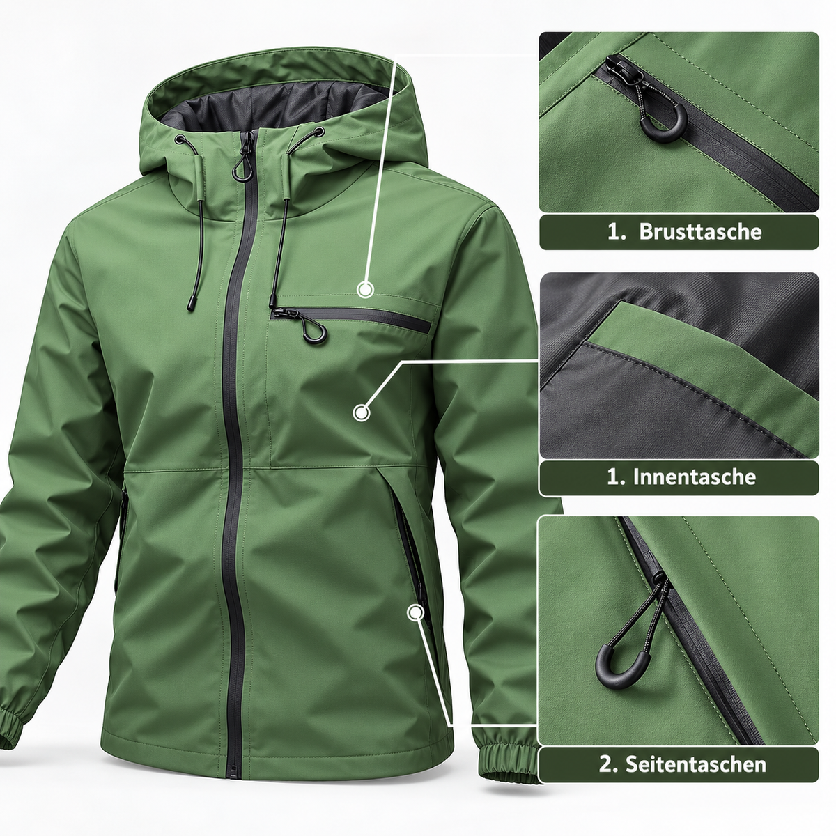 Trailmere™ Men's Hooded Jacket — Water-Resistant, Weather-Ready