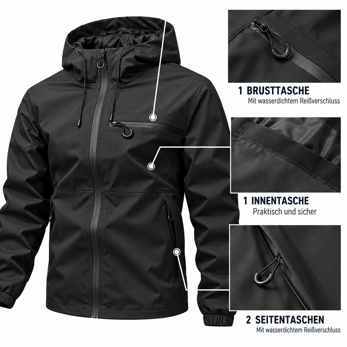 Trailmere™ Men's Hooded Jacket — Water-Resistant, Weather-Ready