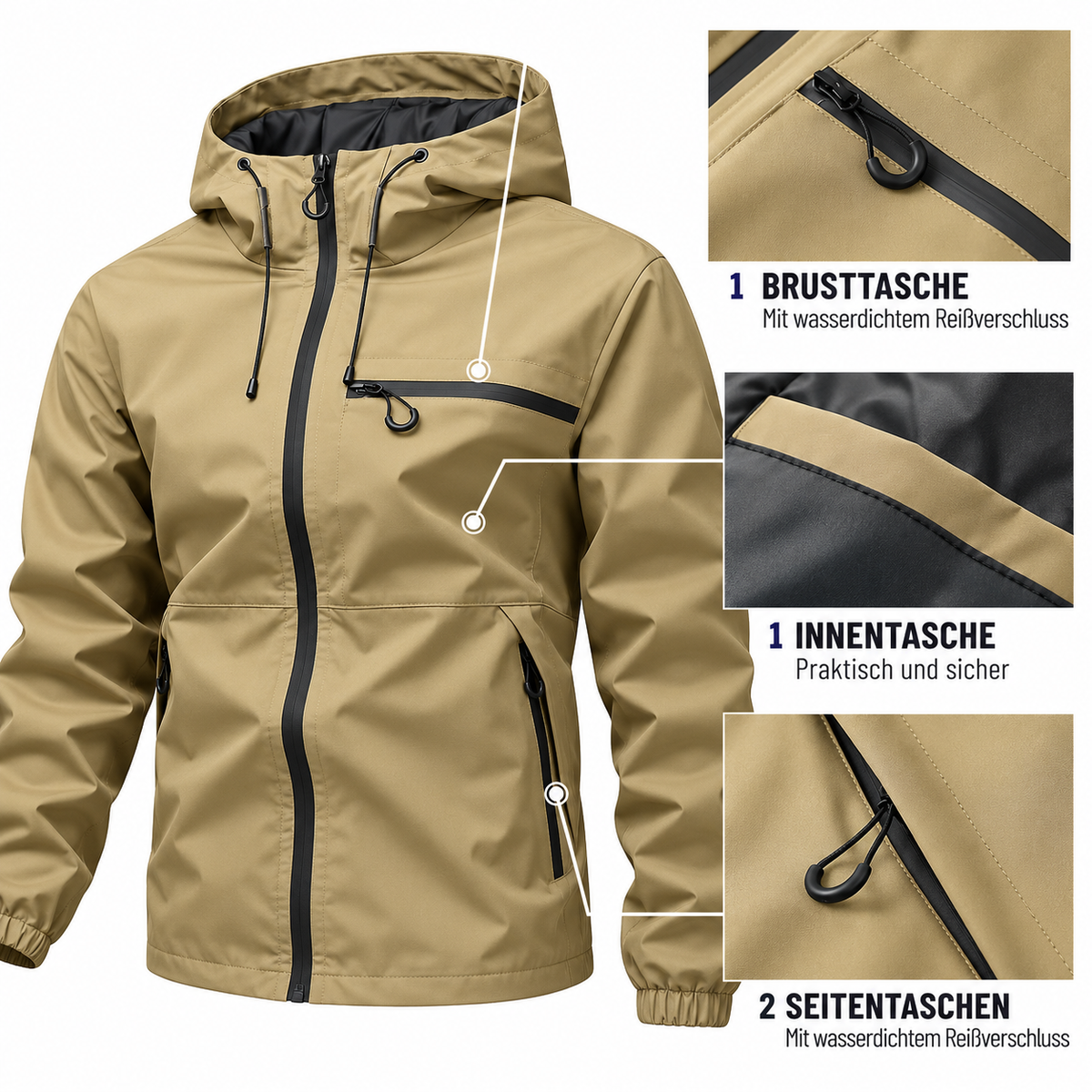 Trailmere™ Men's Hooded Jacket — Water-Resistant, Weather-Ready