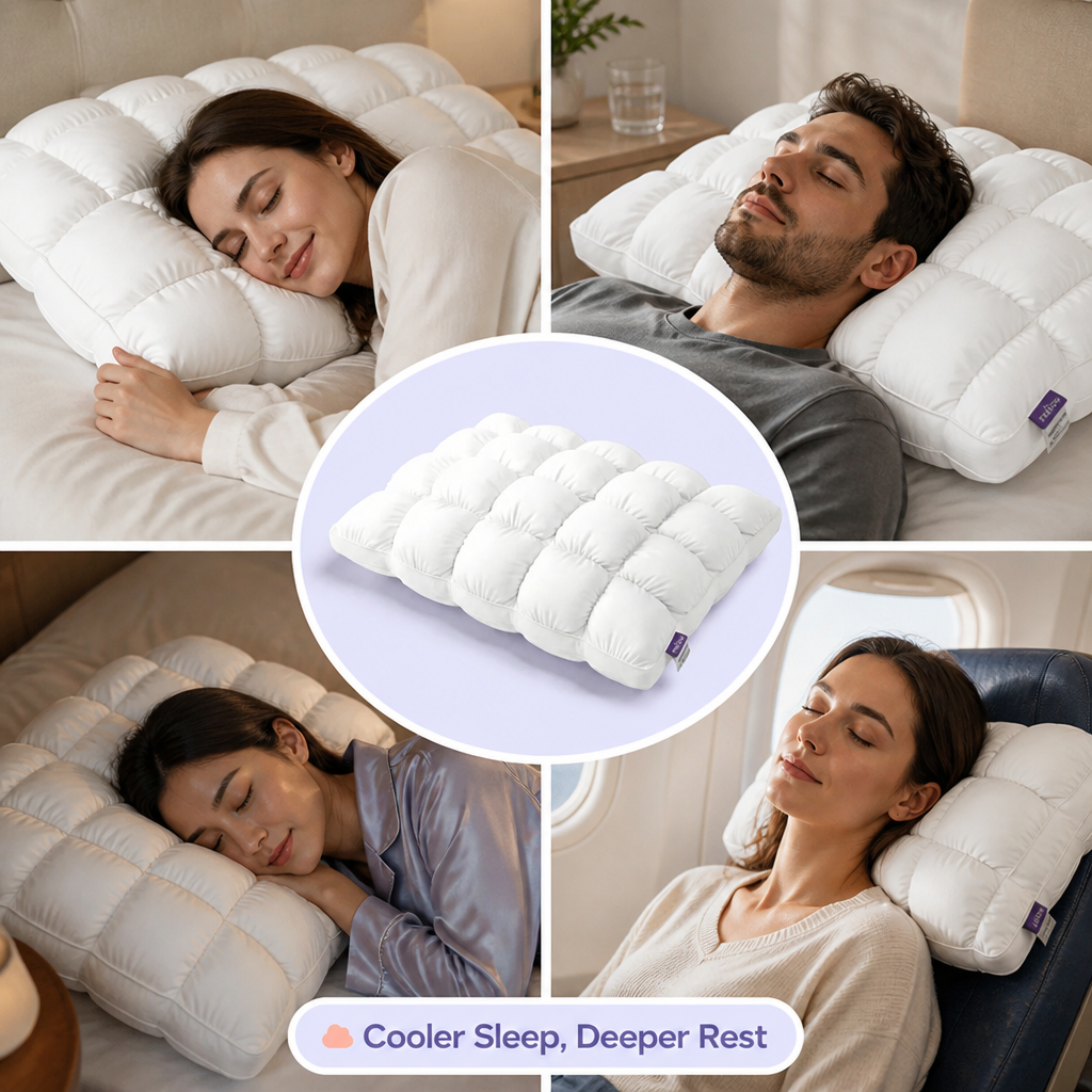 Cloudnest™ Cooling Puff-Grid Pillow
