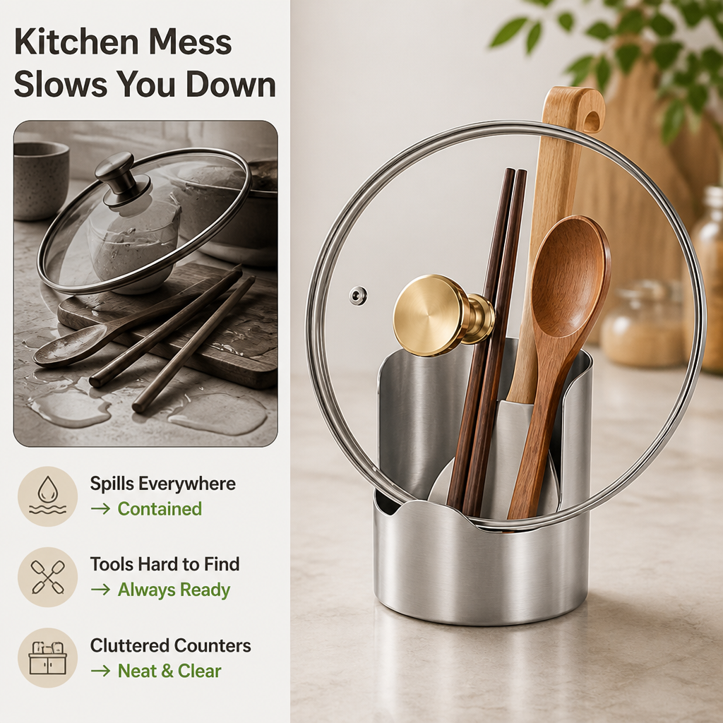 UtensiLoft™ Stainless Utensil & Lid Holder