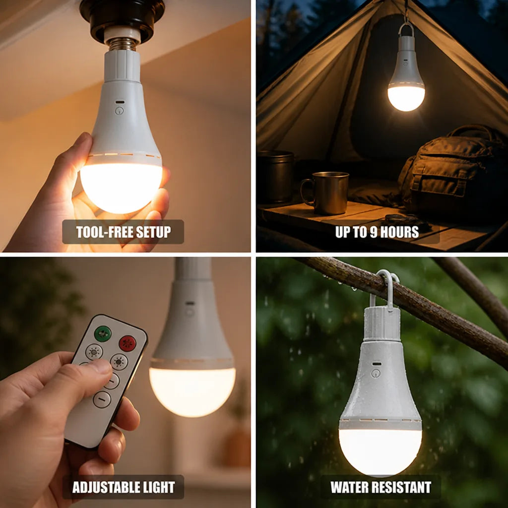 HangGlow™ Rechargeable LED Camping Bulb