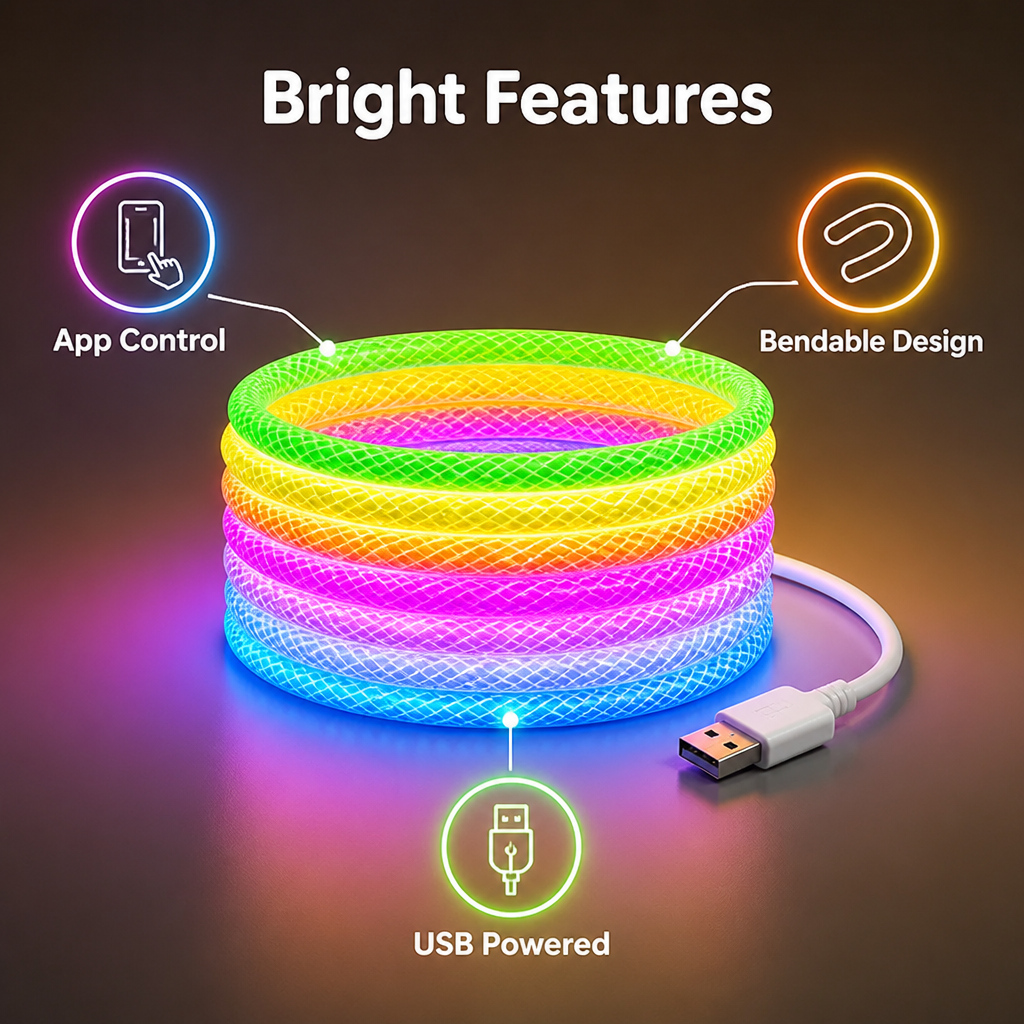 GlowStrand™ LED Neon Rope Light — Mood-Lifting Glow