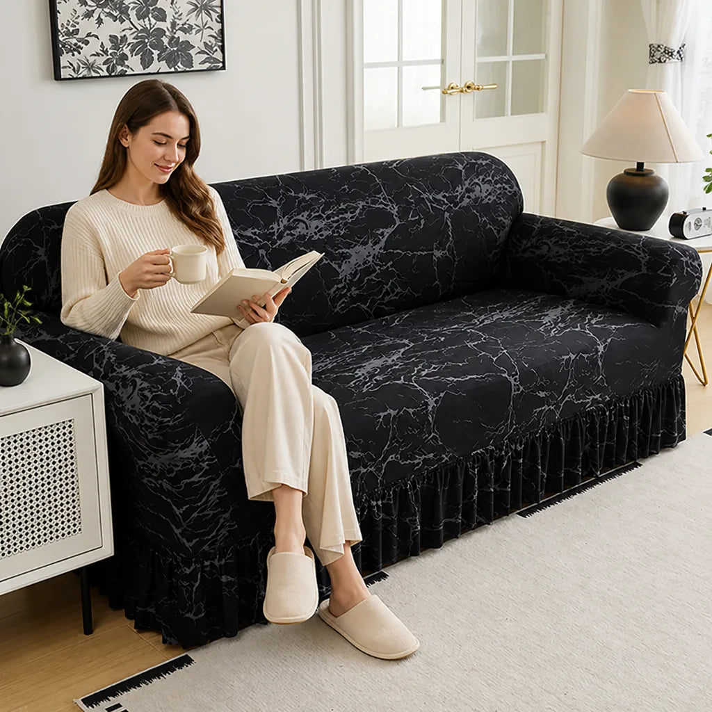 SnugFit sofa cover Black Marble