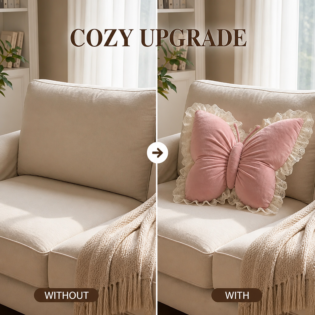 FlutterPuff™ Velvet Butterfly Pillow