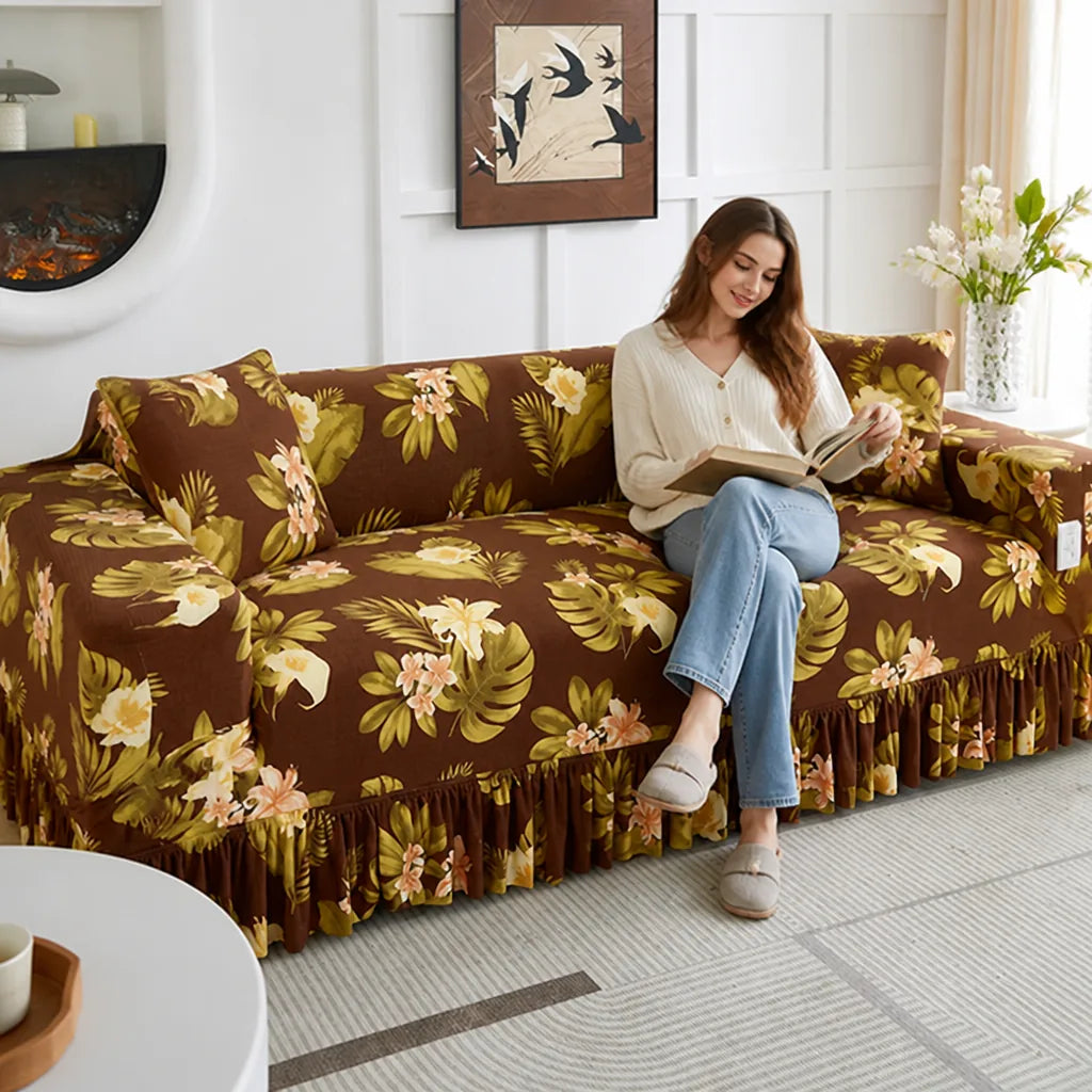 SnugFit sofa cover Brown Floral