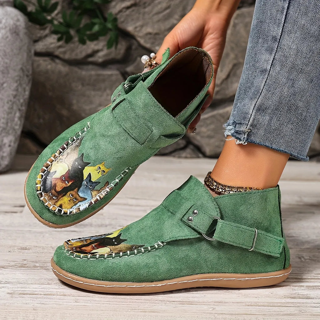 Catelle Women's Cat-Embroidered Slip-On Shoes