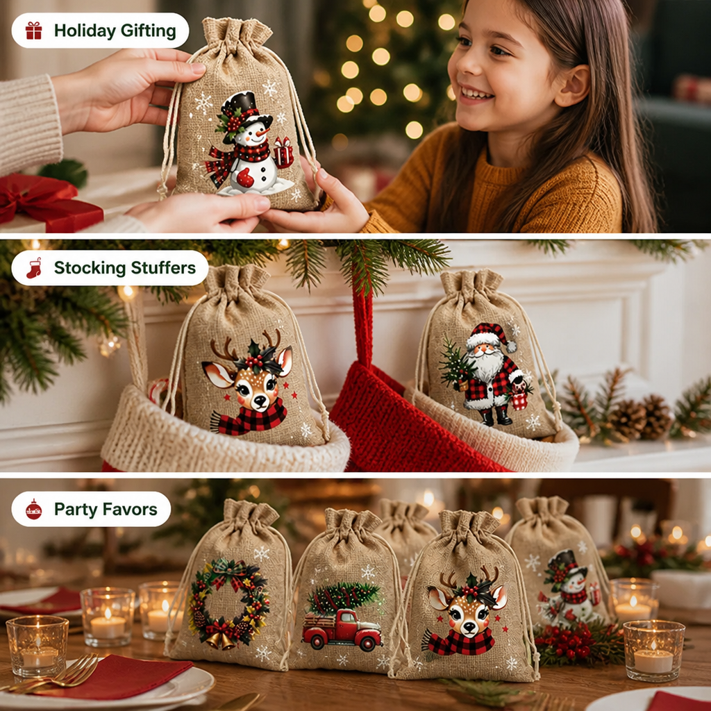 JingleSack™ Christmas Drawstring Gift Bags
