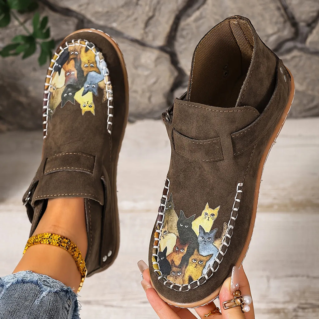 Catelle Women's Cat-Embroidered Slip-On Shoes
