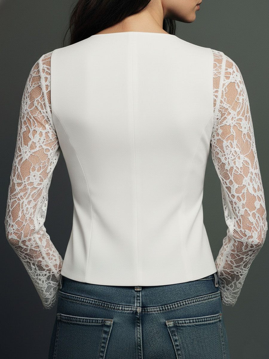Lunessa™ Women's Lace-Sleeve Blazer