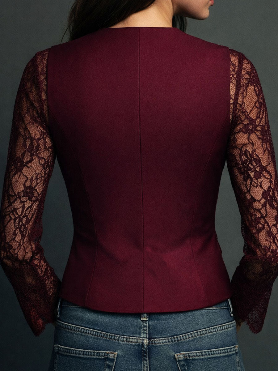 Lunessa™ Women's Lace-Sleeve Blazer