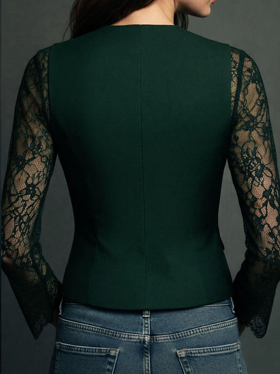 Lunessa™ Women's Lace-Sleeve Blazer