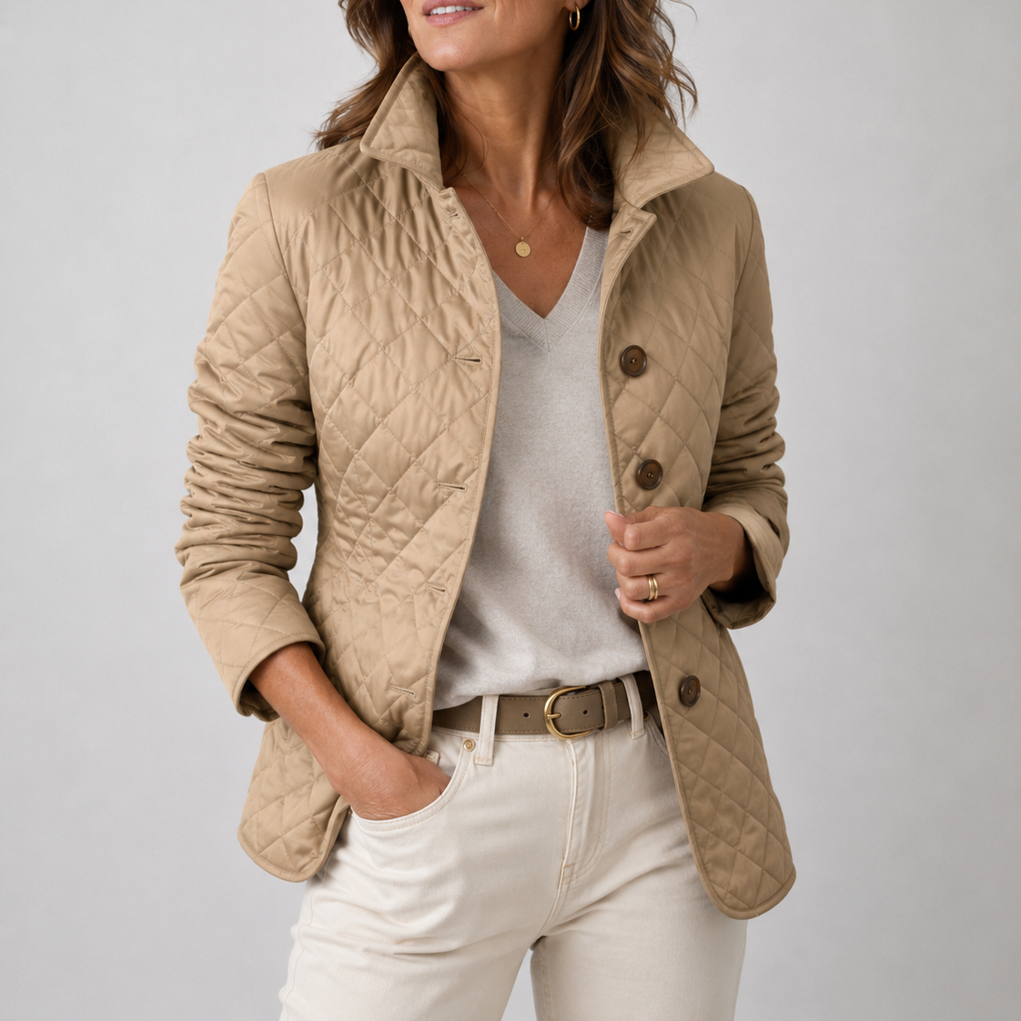 Maribel™ Women's Quilted Button Jacket - Khaki