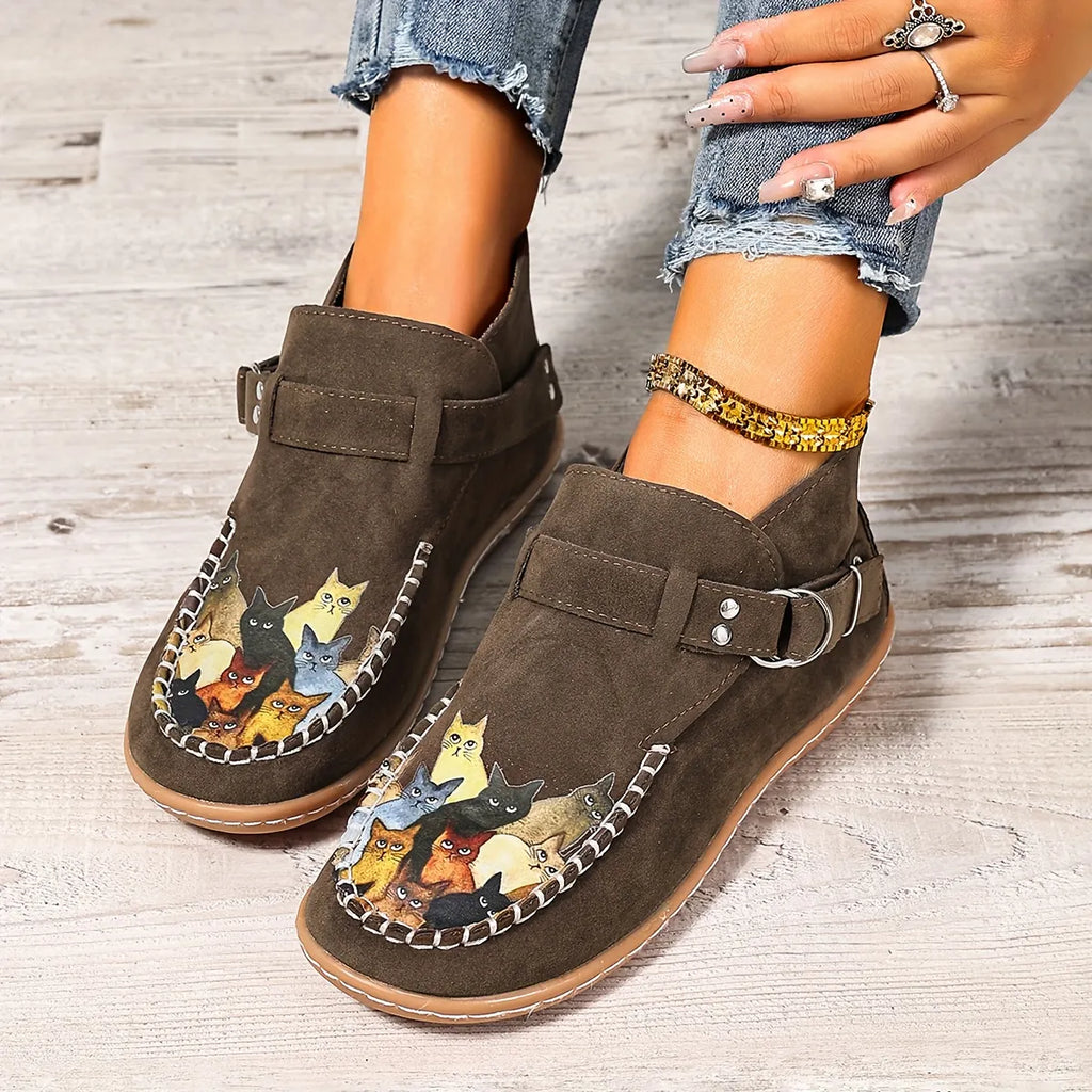 Catelle Women's Cat-Embroidered Slip-On Shoes