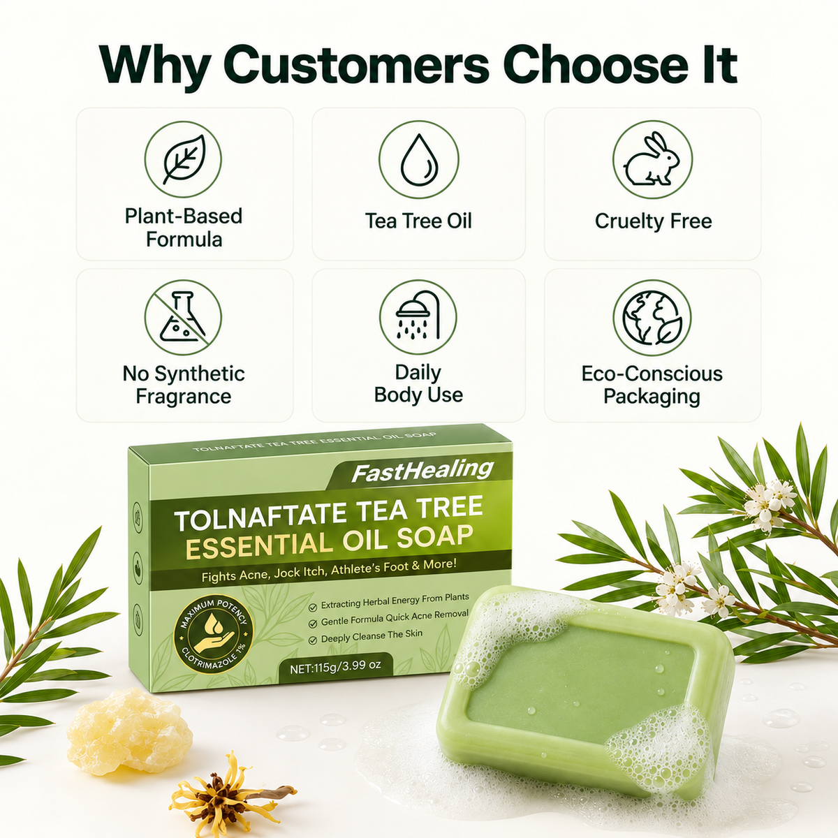 Leafora™ Tea Tree Cleansing Bar — Fresh, Clean Daily Care