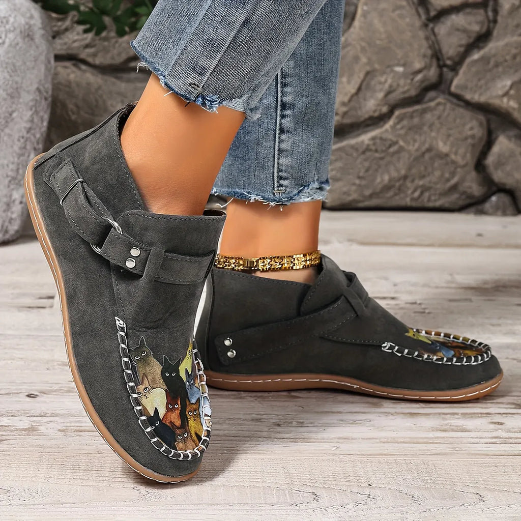 Catelle Women's Cat-Embroidered Slip-On Shoes