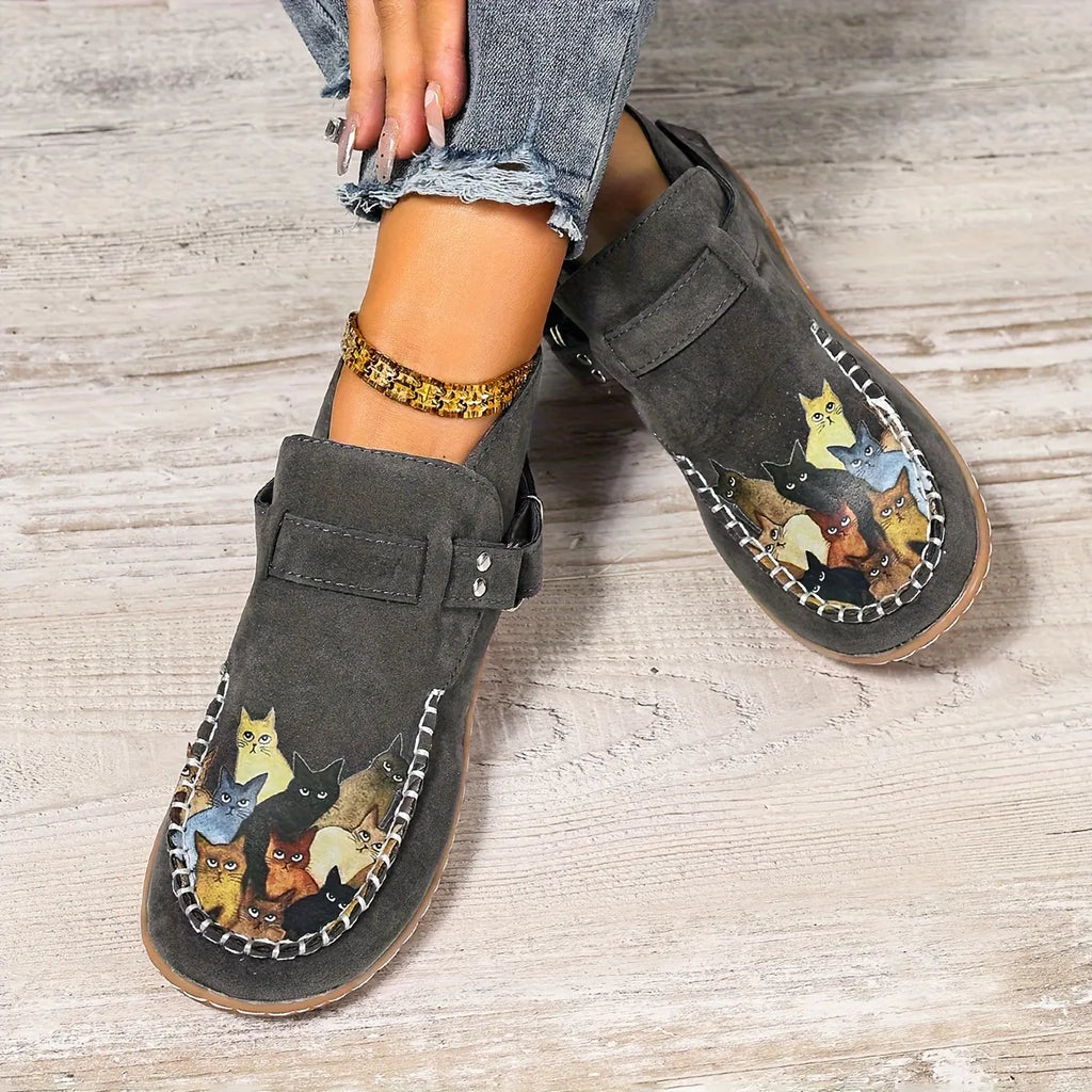 Catelle Women's Cat-Embroidered Slip-On Shoes