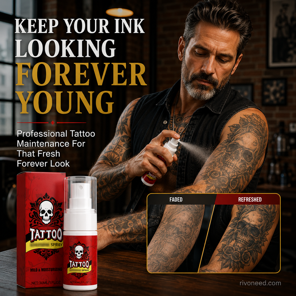 Inkglow™ Tattoo Care Spray — Bold, Vivid-Looking Ink