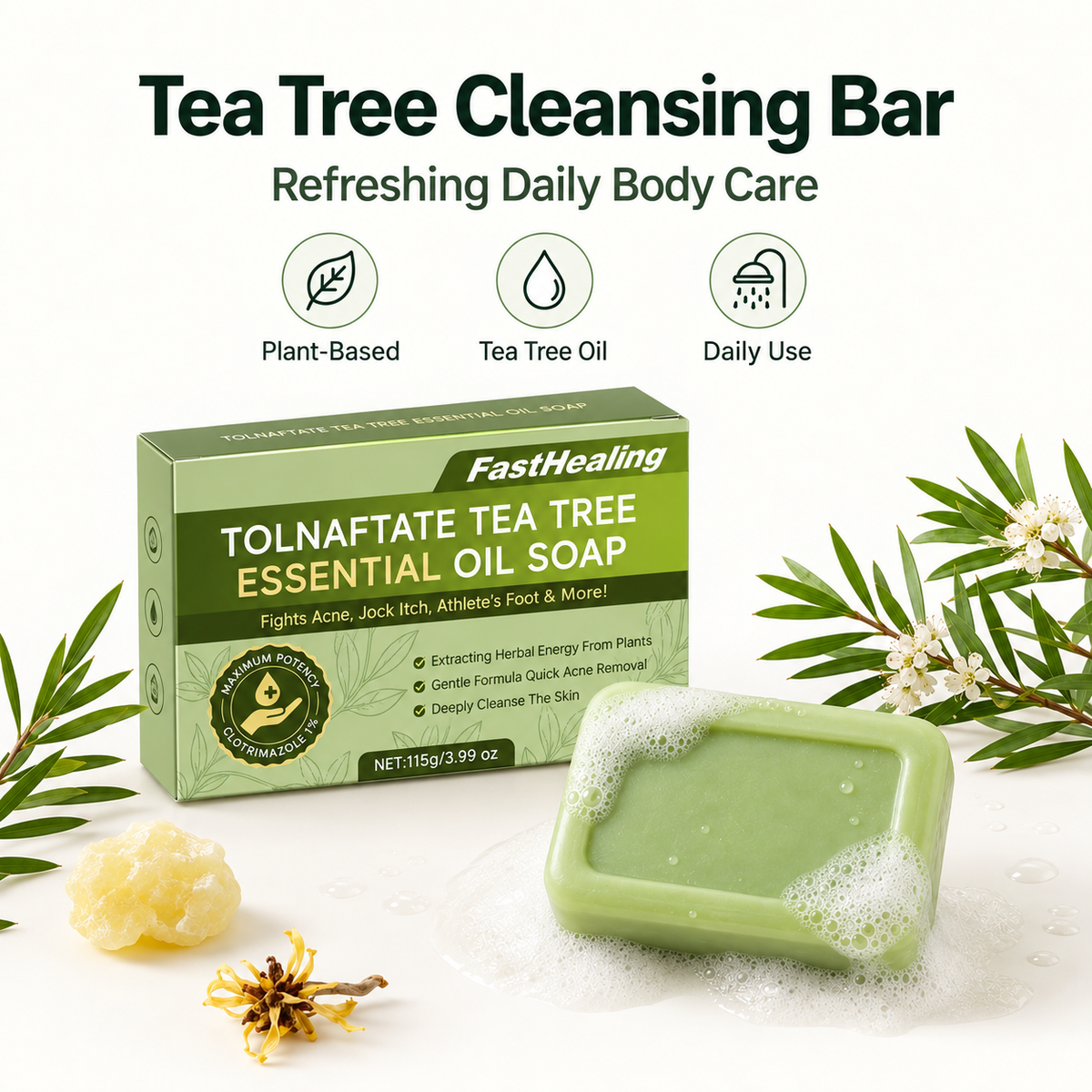 Leafora™ Tea Tree Cleansing Bar — Fresh, Clean Daily Care