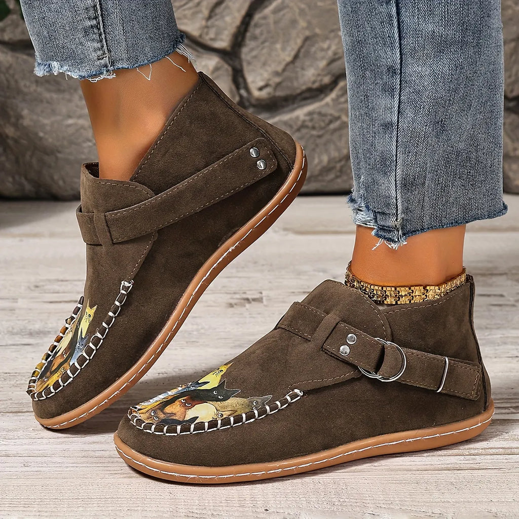 Catelle Women's Cat-Embroidered Slip-On Shoes
