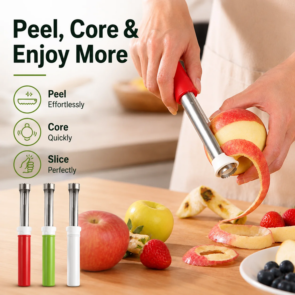 Corevale™ Apple Peeler & Corer — Quick, Mess-Free Fruit Prep