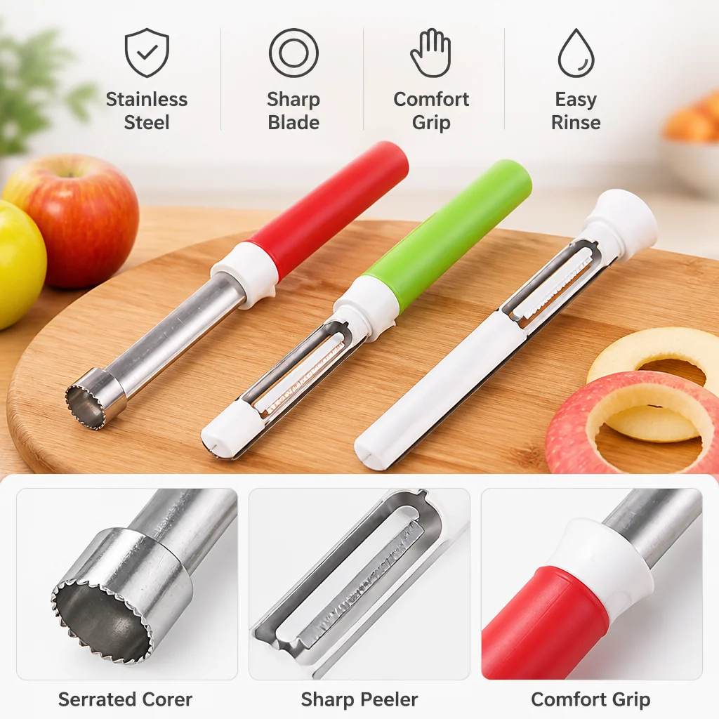 Corevale™ Apple Peeler & Corer — Quick, Mess-Free Fruit Prep