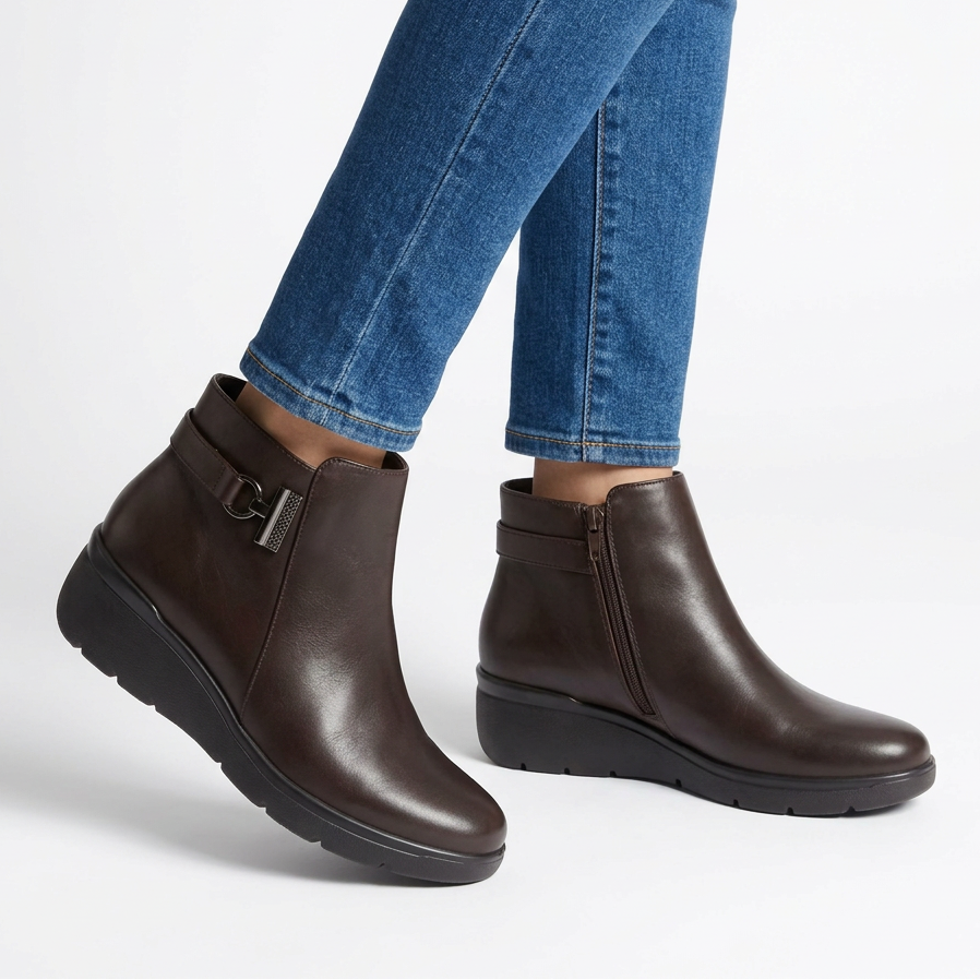 Wedgelle Women's Cushioned Ankle Boots in Brown