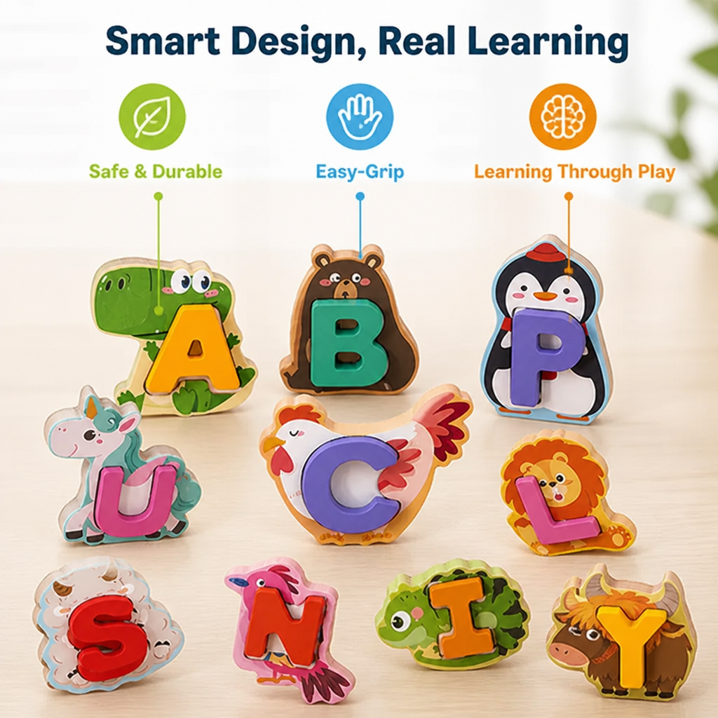 AlphaZoo™ Wooden Animal Alphabet Puzzle