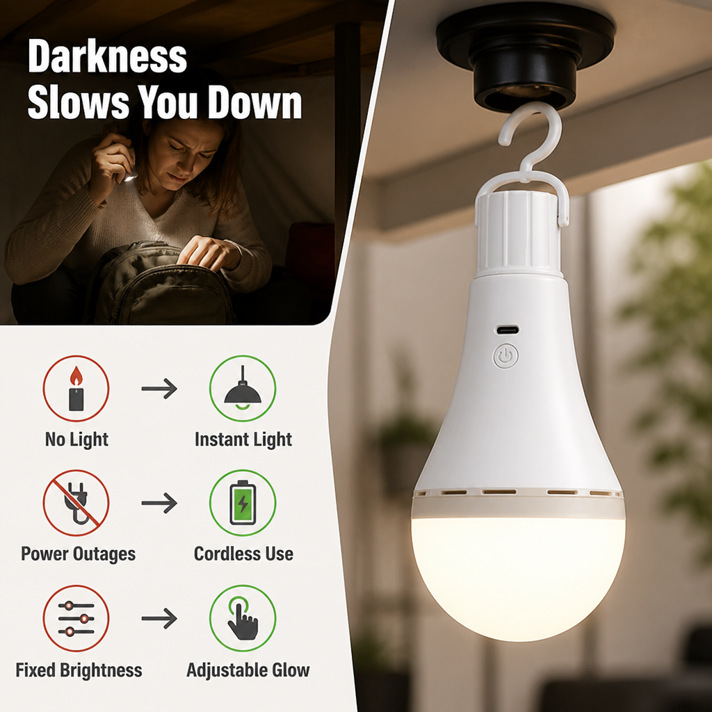 HangGlow™ Rechargeable LED Camping Bulb