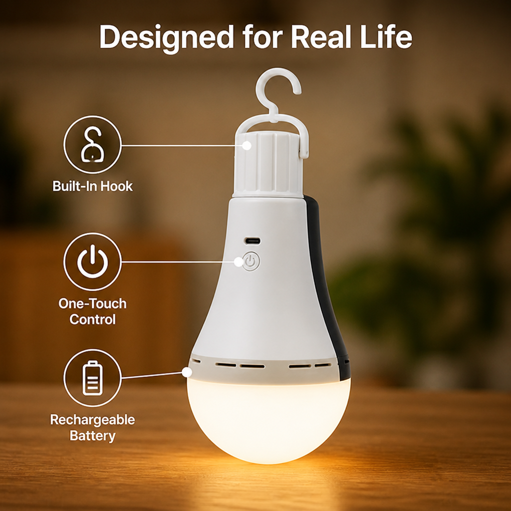 HangGlow™ Rechargeable LED Camping Bulb