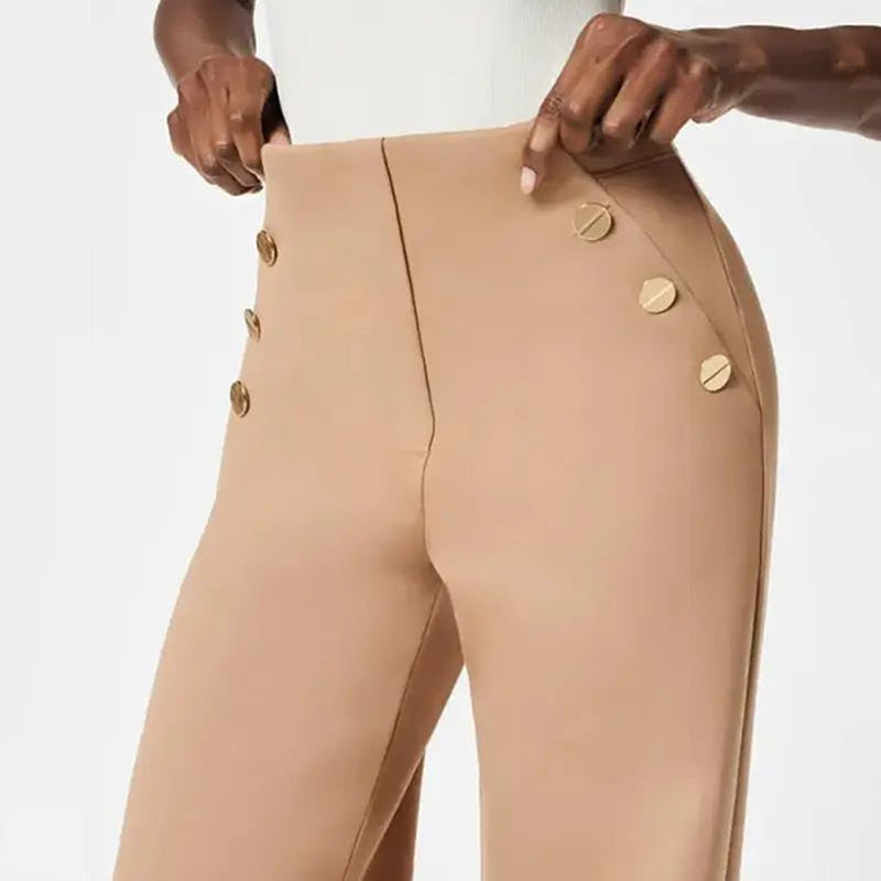 Alvessa™ Women's Wide-Leg Pants — Soft Stretch, Button Details